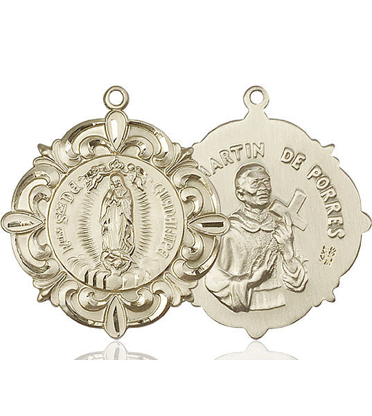 14kt Gold O/L of Guadalupe / Martin de Porres Meda