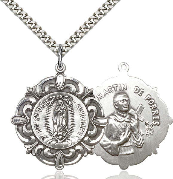 Sterling Silver O/L of Guadalupe / Martin de Porre