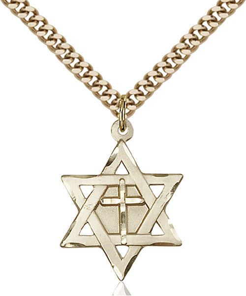 Gold Filled Star of David W/ Cross Pendant