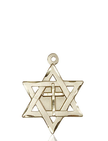 14kt Gold Star of David W/ Cross Medal