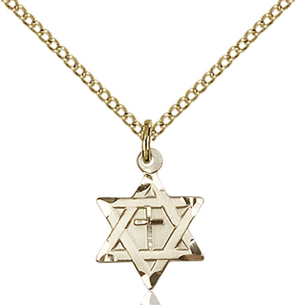 Gold Filled Star of David W/ Cross Pendant