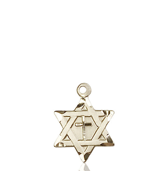 14kt Gold Star of David W/ Cross Medal