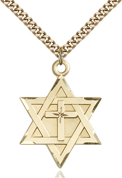 Gold Filled Star of David W/ Cross Pendant