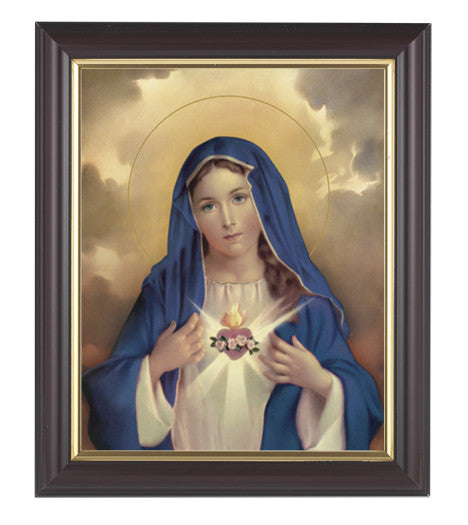 Immaculate Heart of Mary in Walnut Frame
