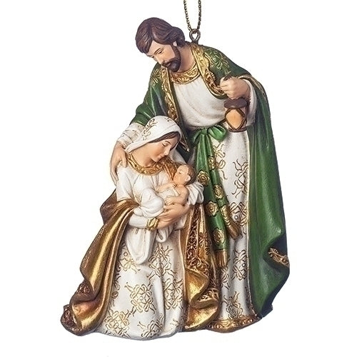Holy Family Ornament; Gold, Ivory & Olive Green; 4"