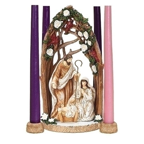 Portavelas Sagrada Familia con Cardenal Adviento [velas no incluidas]
