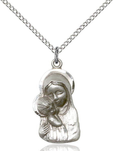 Sterling Silver Madonna & Child Pendant