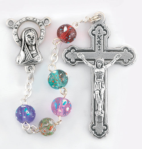 Rosary Multi-colored Glass Speckled