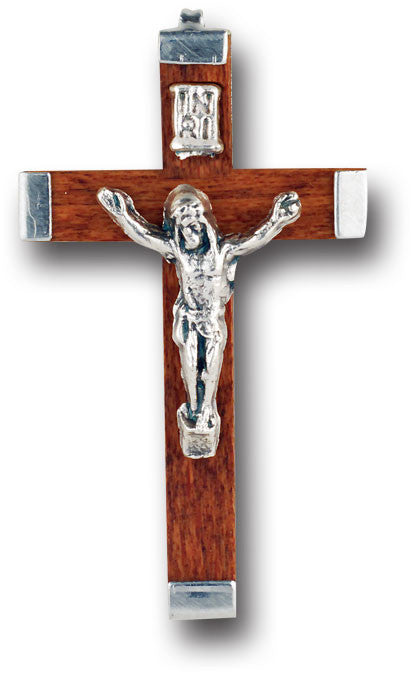 Brown 2" Metal Bound Crucifix