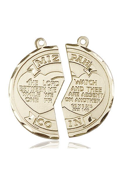 Medalla de moneda Miz Pah de oro de 14kt