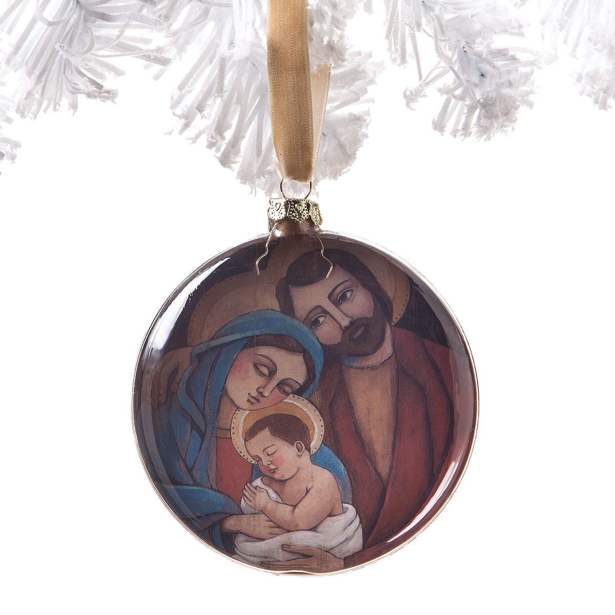 Holy Family Glass Disk Ornament