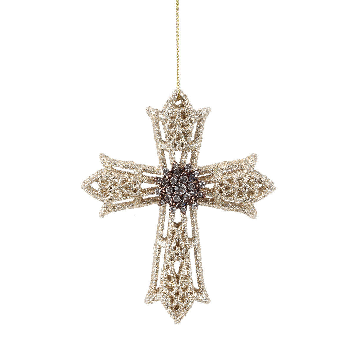 Ornate Glitter Cross Ornament
