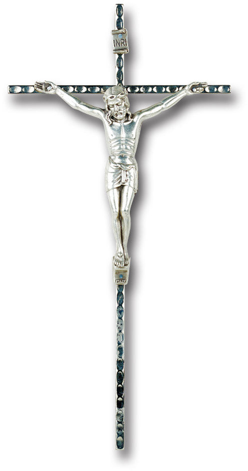 8" Hammered Nickel Cross With