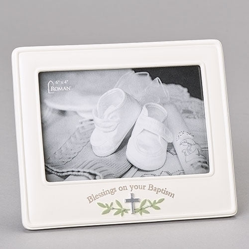 White Baptism Blessing Picture Frame