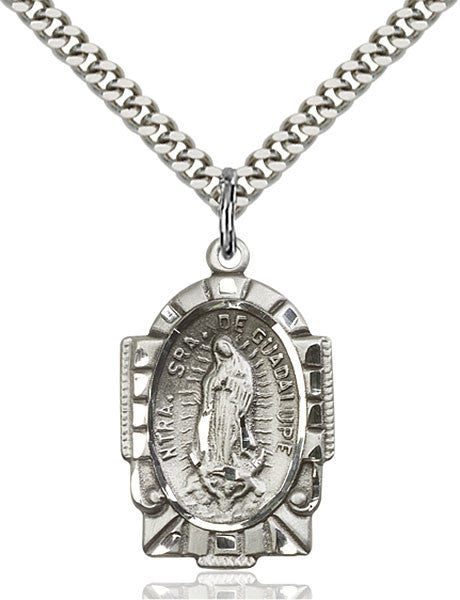 Sterling Silver O/L of Guadalupe Pendant