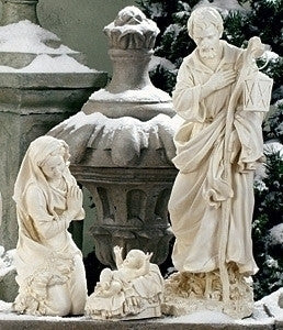 Natividad, figuras de la Sagrada Familia, juego de 3 piezas, marfil, interior/exterior [escala de 27"]