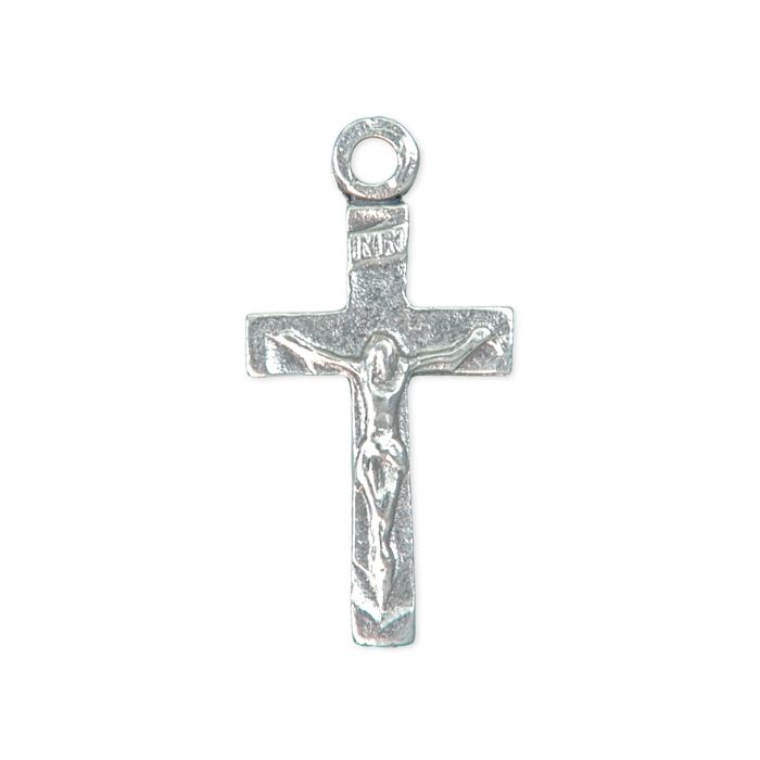 Crucifix Medal Silver 11/16"