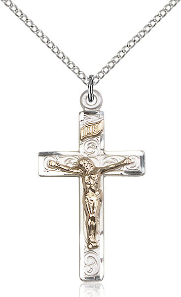 Two-Tone GF/SS Crucifix Pendant
