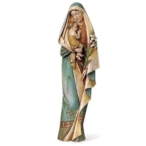 Madonna & Child with Lily Figure/Statue, 12.5"