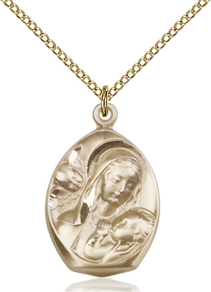 Colgante Virgen con Niño Relleno de Oro