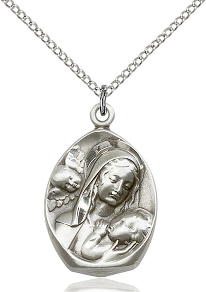 Sterling Silver Madonna & Child Pendant
