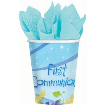 First Communion Blue Paper Cups, Hot/Cold