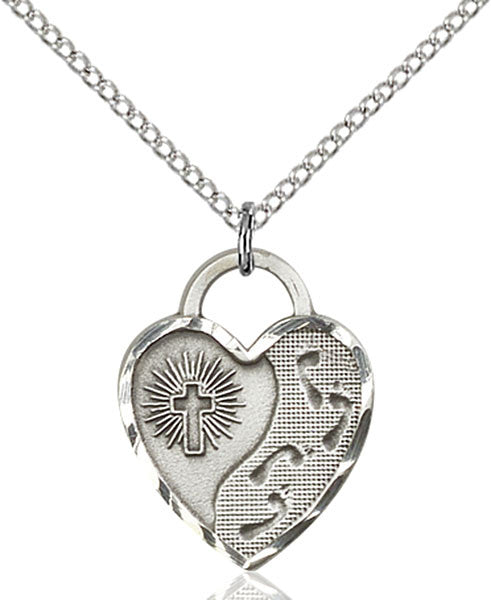 Sterling Silver Footprints Heart Pendant