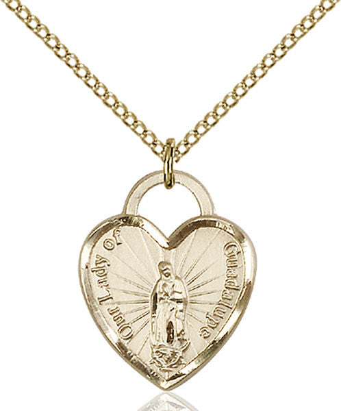 Gold Filled O/L of Guadalupe Heart Pendant