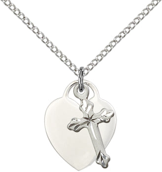 Corazón de plata esterlina con colgante de cruz