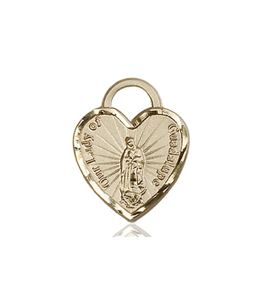 14kt Gold O/L of Guadalupe Heart Medal