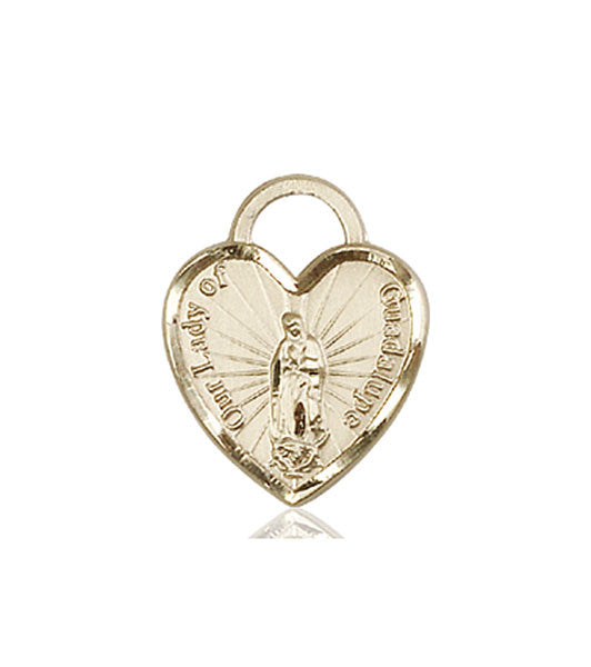 14kt Gold O/L of Guadalupe Heart Medal