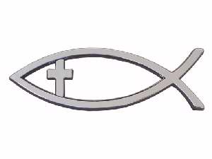 Fish Auto Emblema con Cruz