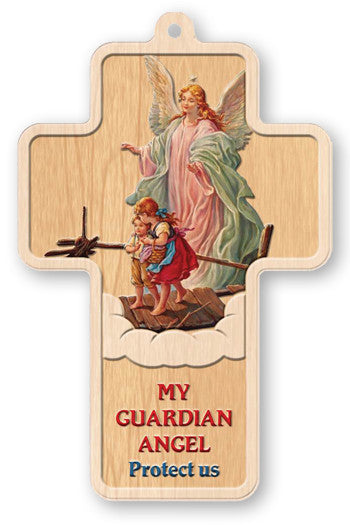 Laser Wood Cross Guardian Angel