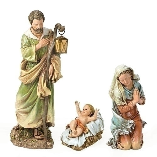 Natividad, figuras de la Sagrada Familia, juego de 3 piezas, de colores, interior/exterior [escala de 27"]