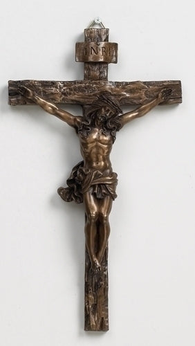 Bronze Wall Crucifix, 9.5"