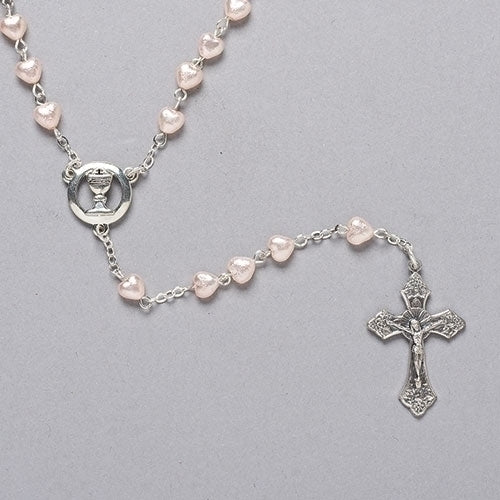 First Communion Heart Pearl Rosary