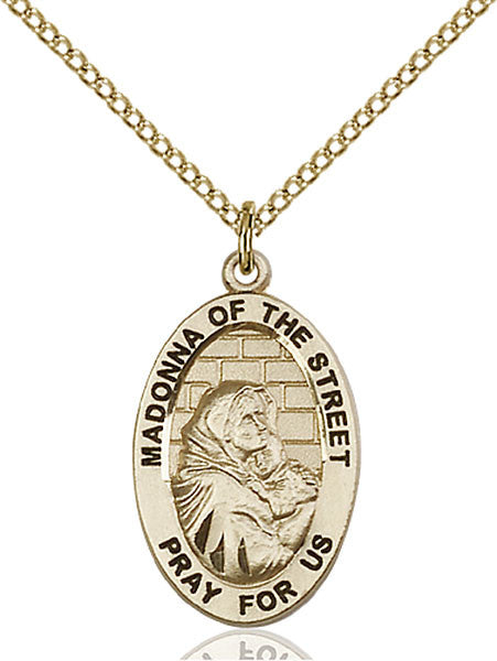 Gold Filled Madonna of the Street Pendant