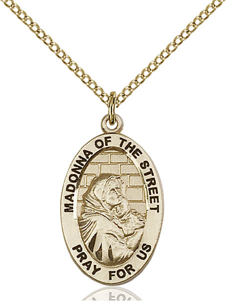 Gold Filled Madonna of the Street Pendant