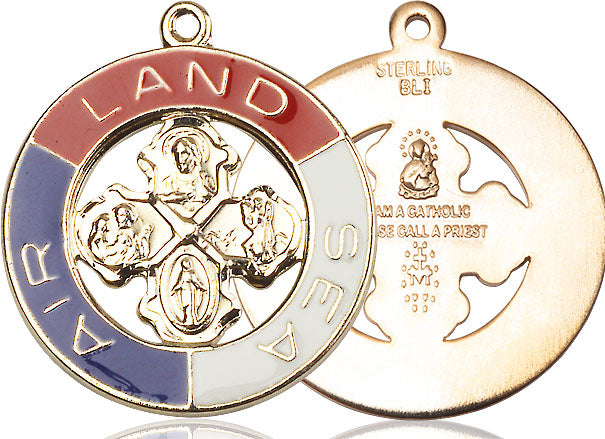 Two-Tone SS/GP Land, Sea, Air Pendant