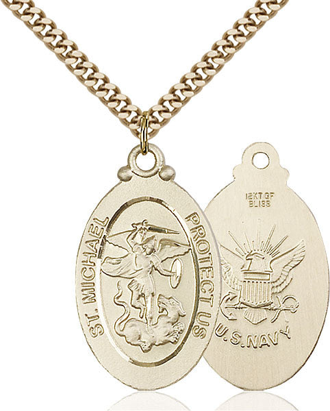 Gold Filled St. Michael / Navy Pendant