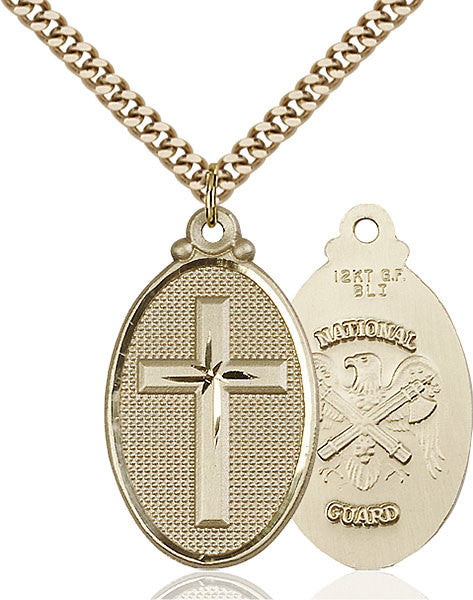 Gold Filled Cross / National Guard Pendant