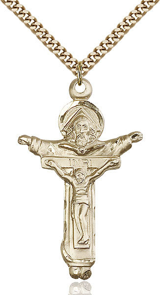 Colgante de crucifijo de la Trinidad lleno de oro