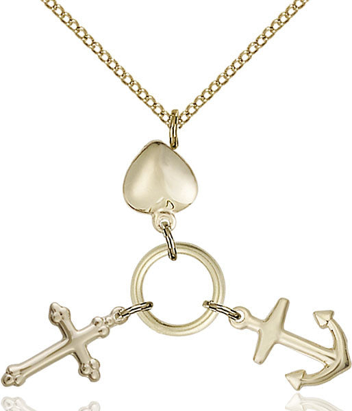 Gold Filled Faith, Hope & Charity Pendant