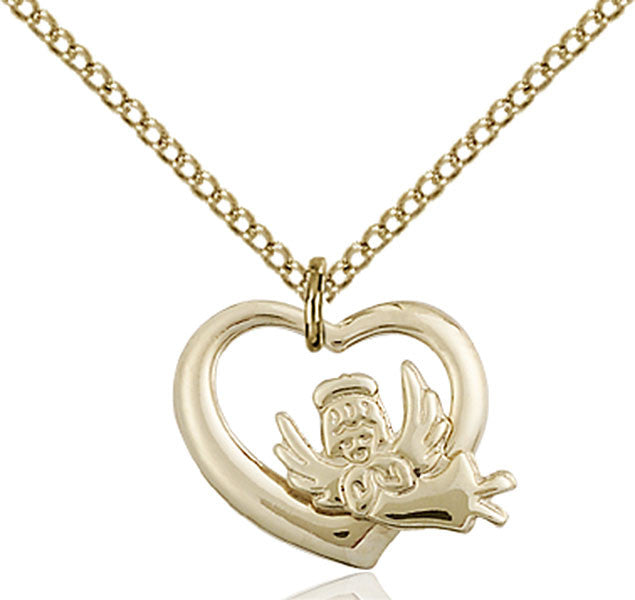 Gold Filled Heart / Guardian Angel Pendant