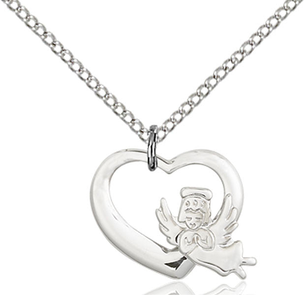 Sterling Silver Heart / Guardian Angel Pendant