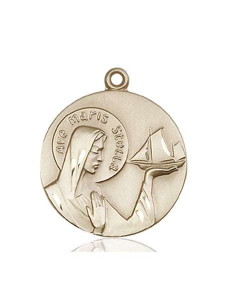 14kt Gold O/L Star of the Sea Medal