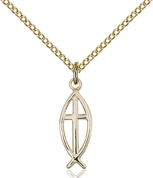 Gold Filled Fish / Cross Pendant