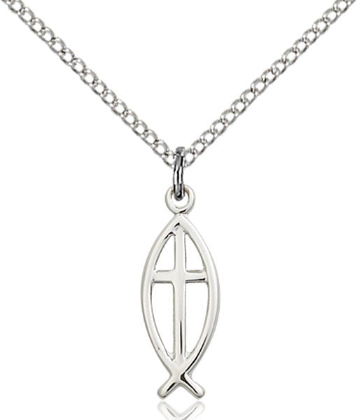 Sterling Silver Fish / Cross Pendant