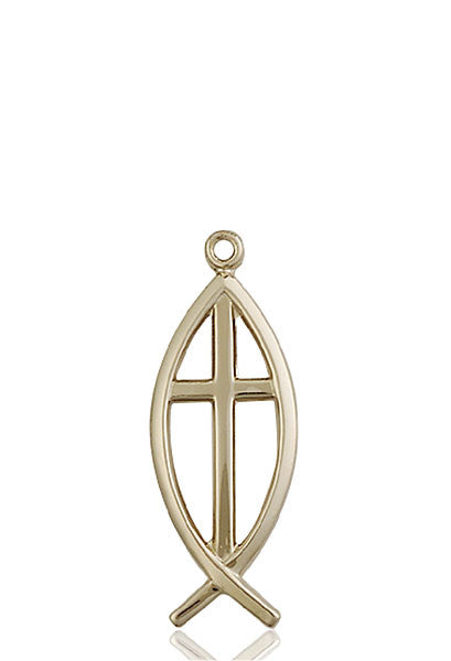 14kt Gold Fish / Cross Medal