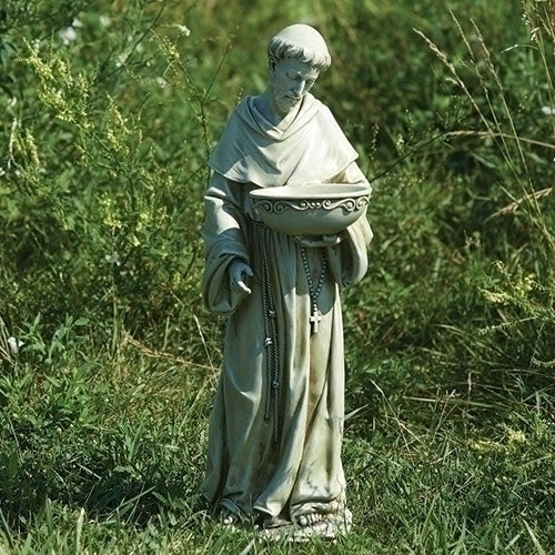 St. Francis Solar Birdbath Estatua al aire libre 20"